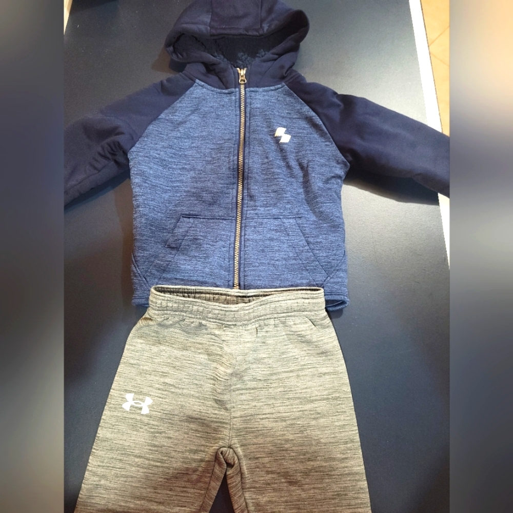 Boys Winter Fleece Hoodie Jacket & Under Armour Pants Size 4